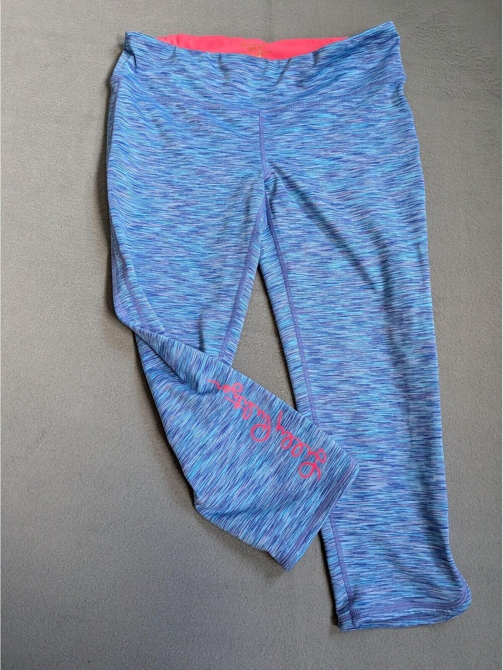 Lilly Pulitzer Leggings Womens L Blue Space Dye Luxletic Capri Yoga Gym Workout - Picture 2 of 6